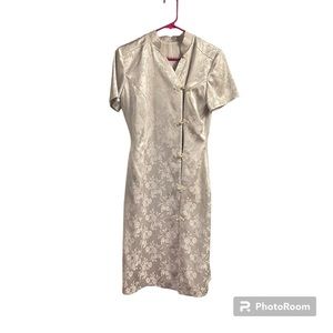 Boma White Silk Chinese Style Dress